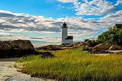 Beach Grass By Annisquam Harbor Light As Sun Hangs Low